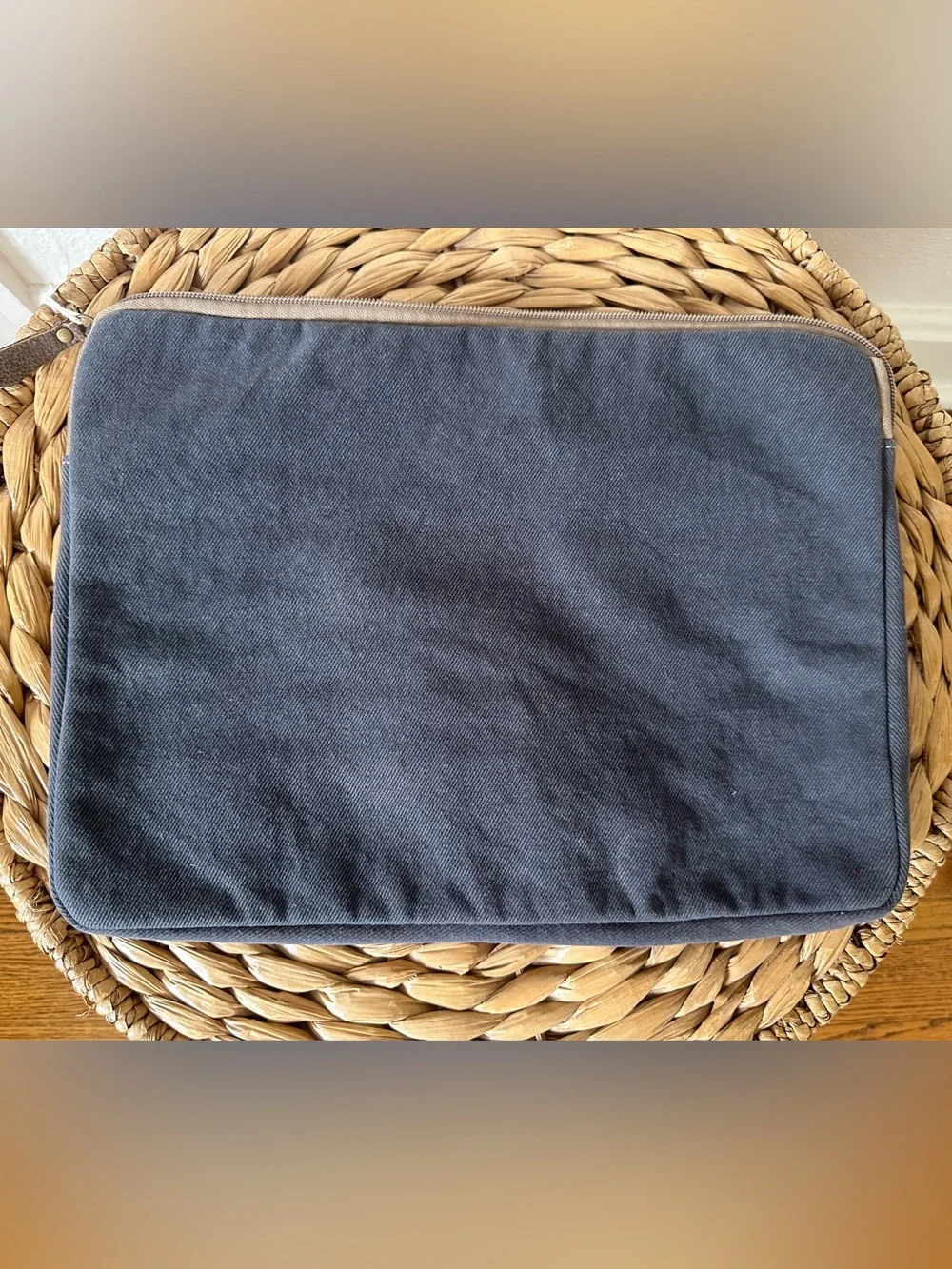 NWT Myra Bag Circles of Illusion Canvas & Leather Laptop Sleeve Blue 15